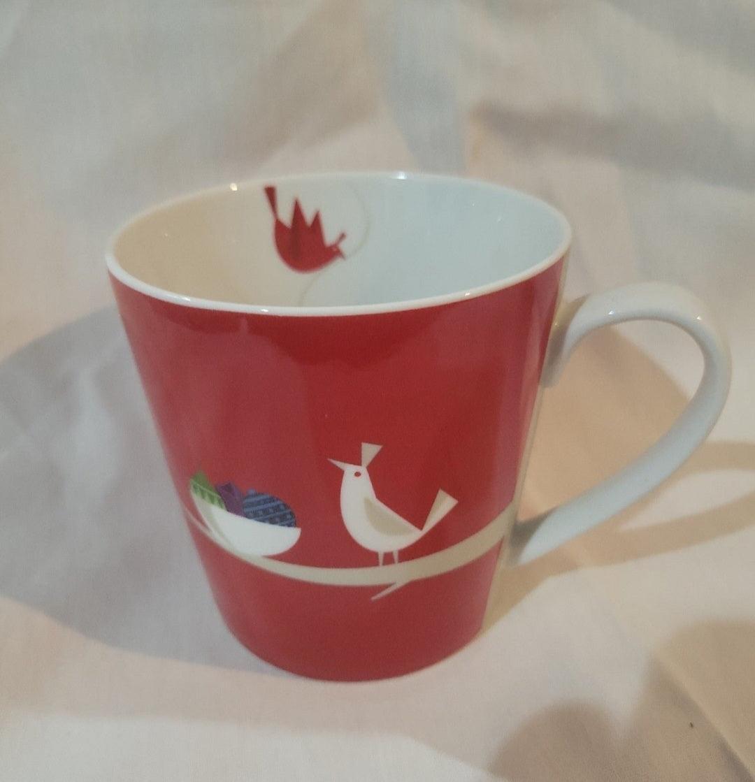 2011 Starbucks Red coffee mug. With Birds like new