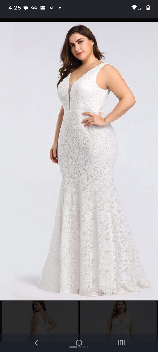 Elegant Floral Lace Wedding Dress Gown