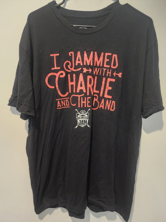 Jammed with Charlie and the Band," with the Volunteer Jam logo Black T-Shirt L