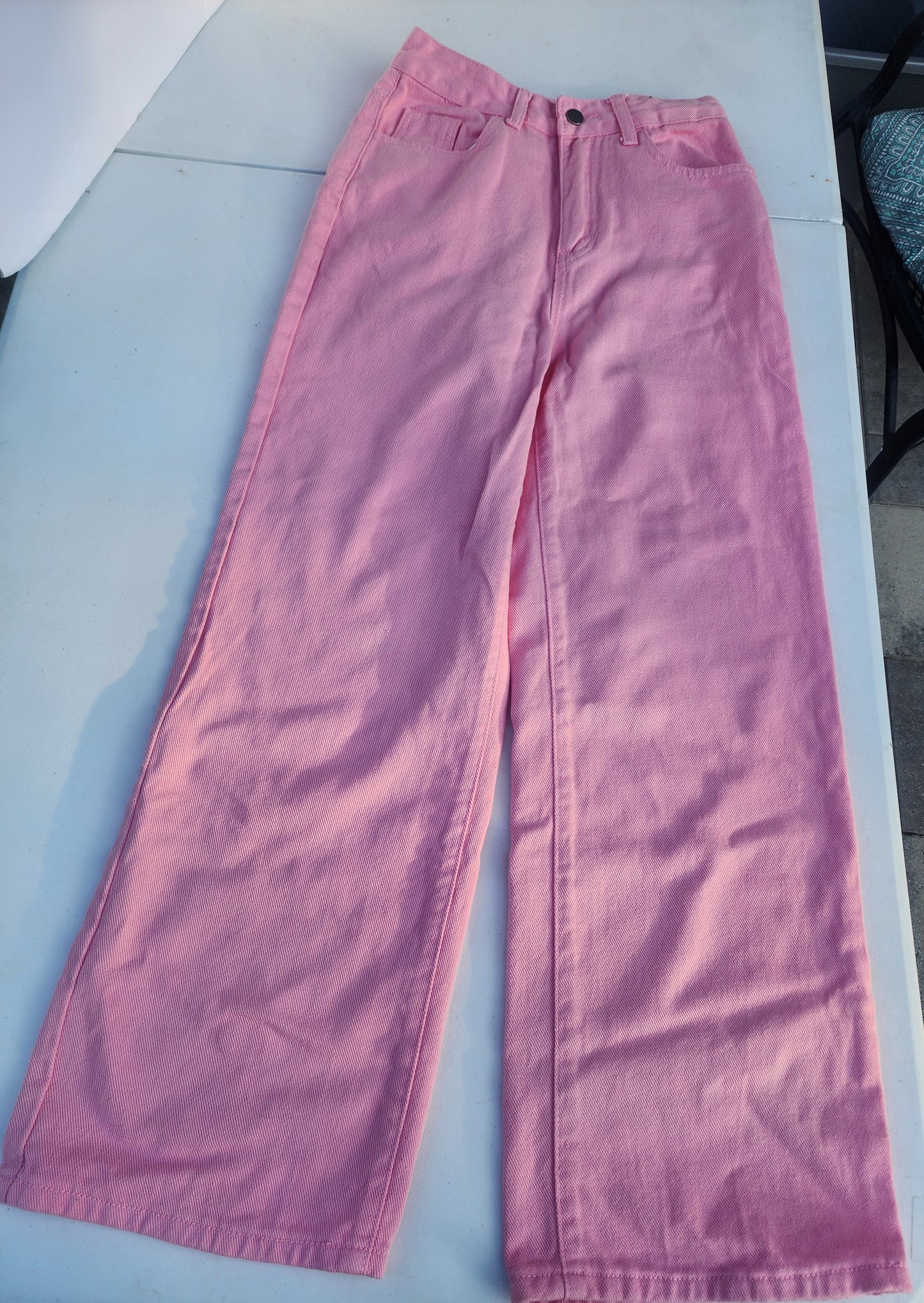 Pink Denim Jeans XS Size 2 Inseam 28 bootcut Flare