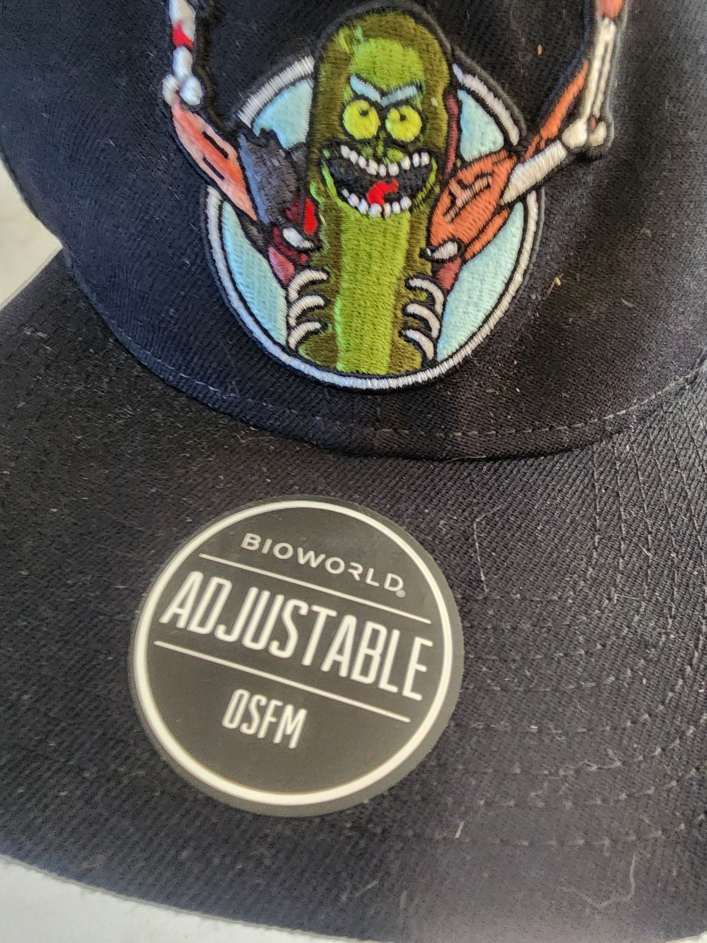 Rick & Morty Pickle Rick Snapback adjustable Hat Adult Swim Cartoon Network Bioworld in good condition never worn, mainly shelf wear.