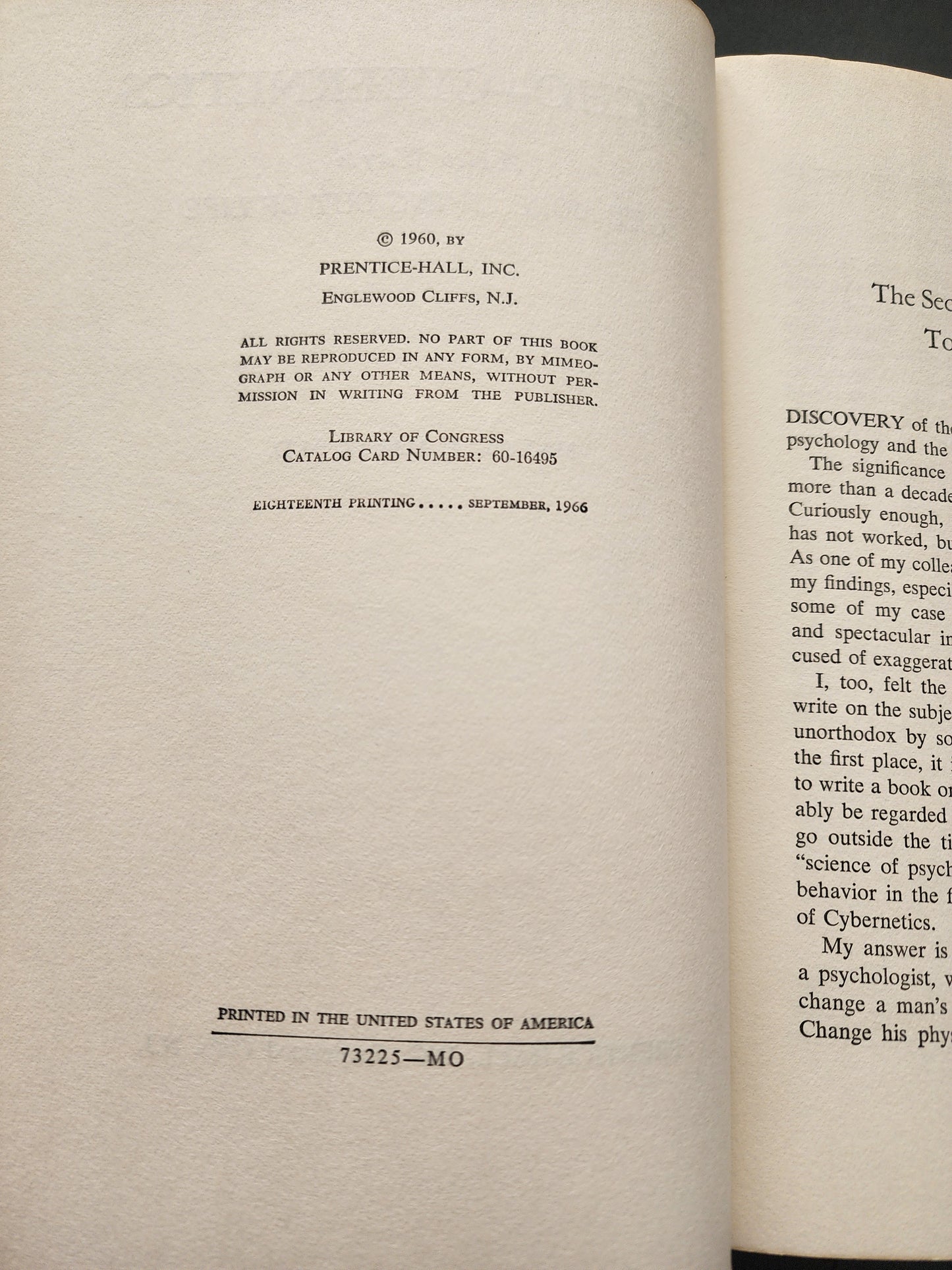 Psycho-Cybernetics by Maxwell Maltz (Hardcover, 1966) Vintage Self-Help Classic