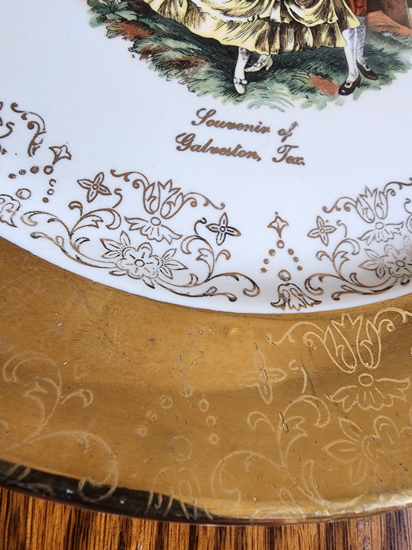 Vintage Sabin Crest-O-Gold 22k Warranted Plate - Souvenir of Galveston, Texas