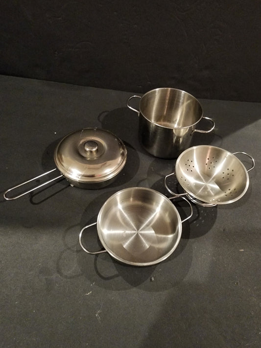 Pots & Pans Set 5 Piece Stainless Steel Pretend Play Cooking Christmas Ornaments