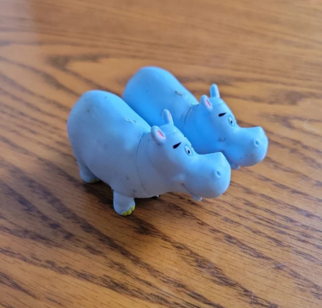Two precious Blue hippos are from Doley's Noah's ark