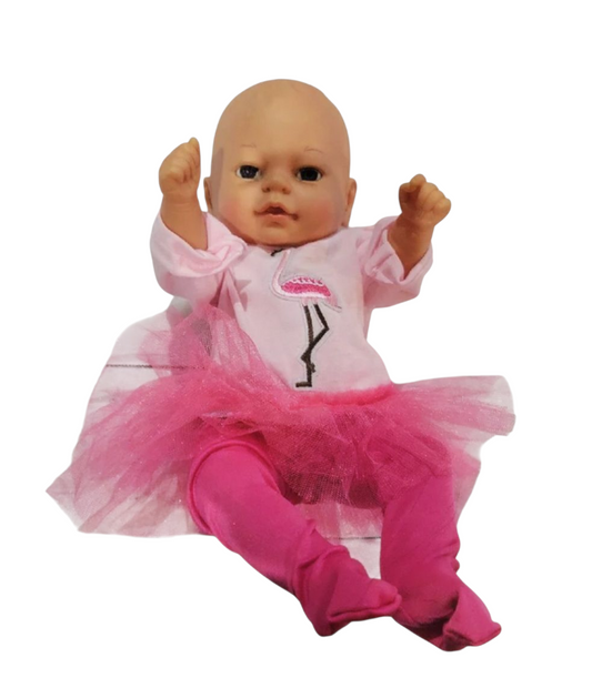 Cititoy Reborn Girl 14"  Baby Doll 1994 anomatically correct w/  pink Flamingo outfit