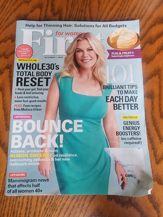 First For Women October 2024 featuring Alison Sweeny. Whole 30's Total body reset