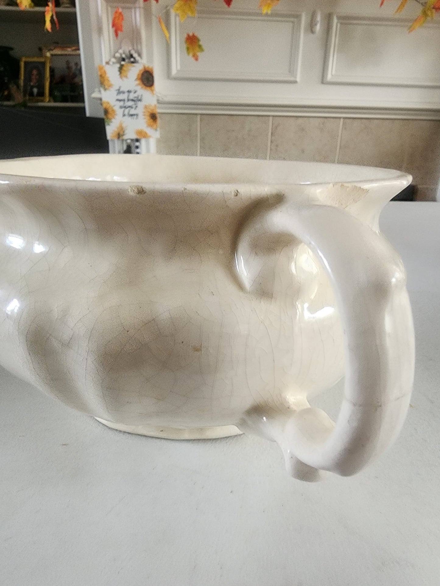 Vintage Antique ironstone off-White Chamber Pot